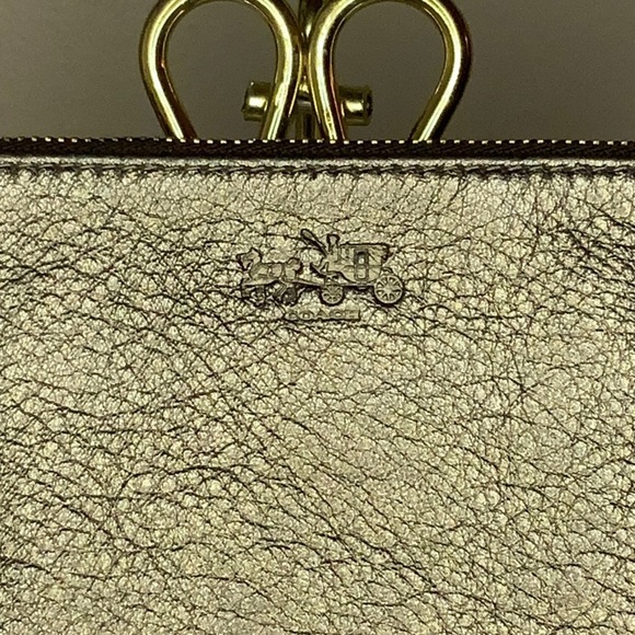 Coach Metallic Gold Zippered Leather Wallet (6.5" x 4") - Picture 2 of 7